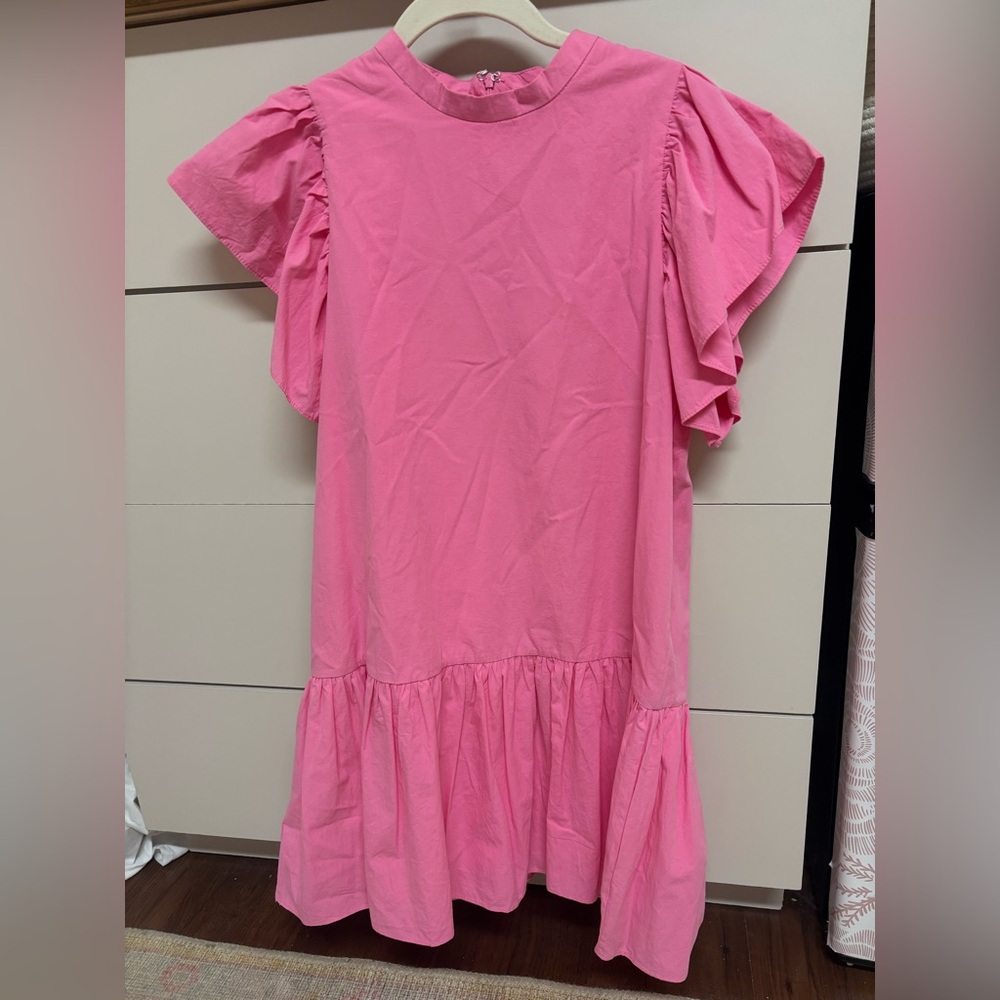 TCEC Pink Flutter Sleeve Dress